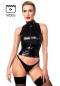 Preview: F324 Glam Wetlook-Top mit PVC Korsett